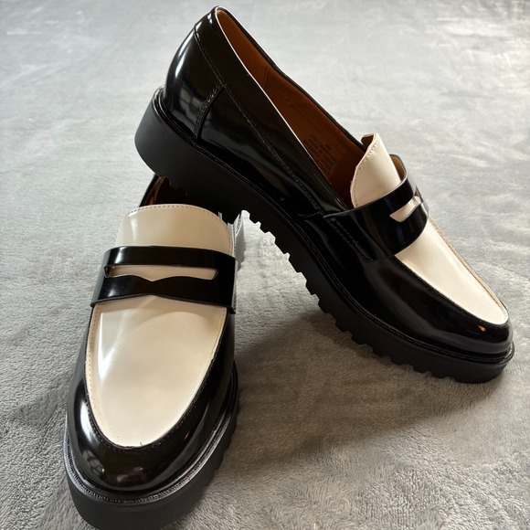 Mia Amore Womens Hali Loafer Black Sz 8 Man Made Chunky Lugged Sole Slip On - Picture 5 of 15